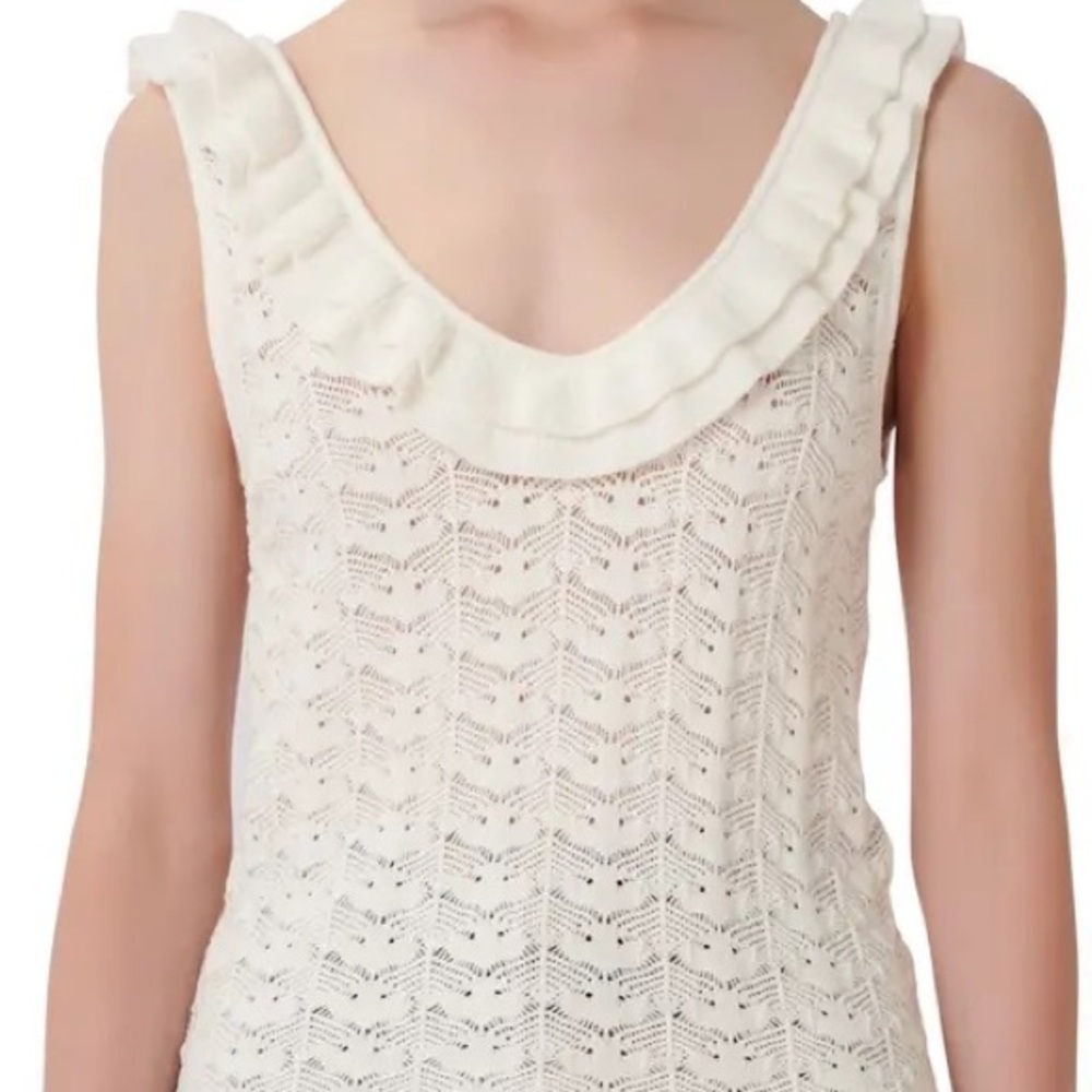 Maje Ruffle Pointelle Knit Tank - Picture 2 of 12